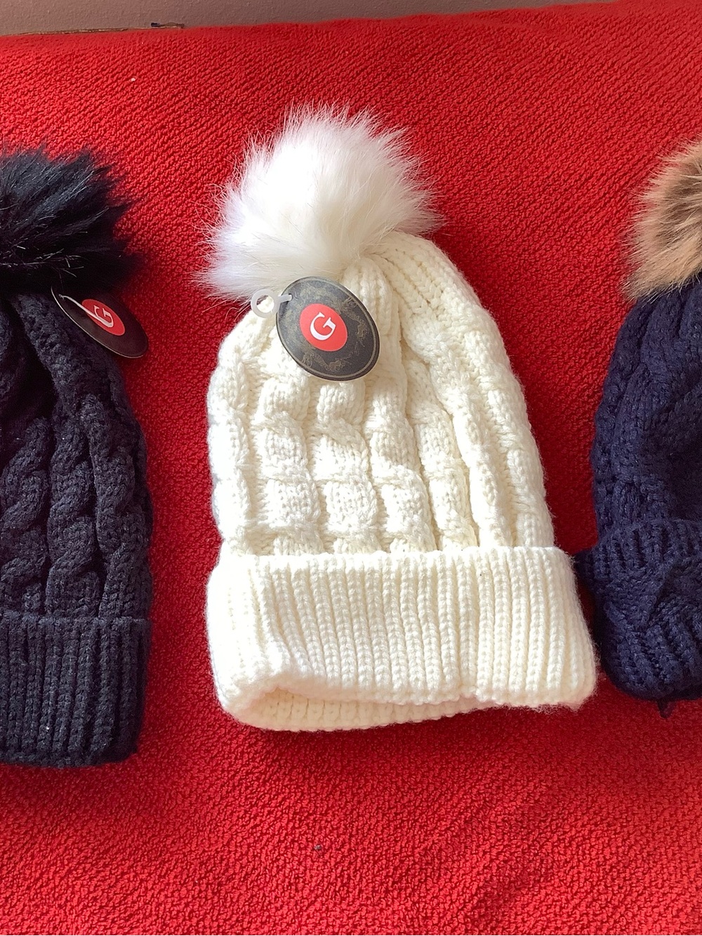 Cream Cable Knit Pom Beanie
